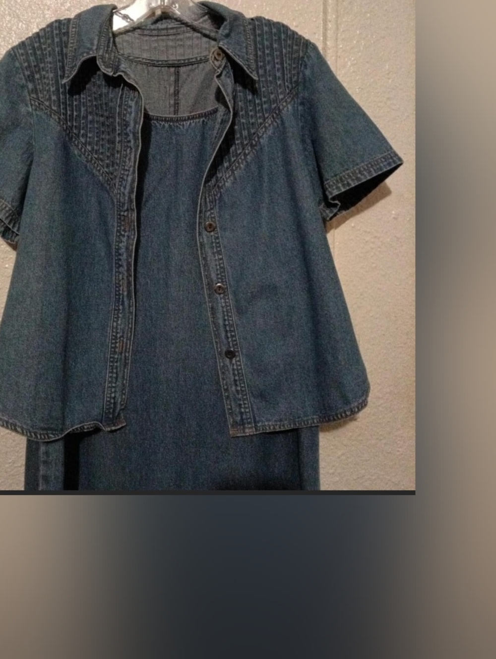 Classic Denim Two-Piece Dress Set in Medium Blue - Picture 6 of 7